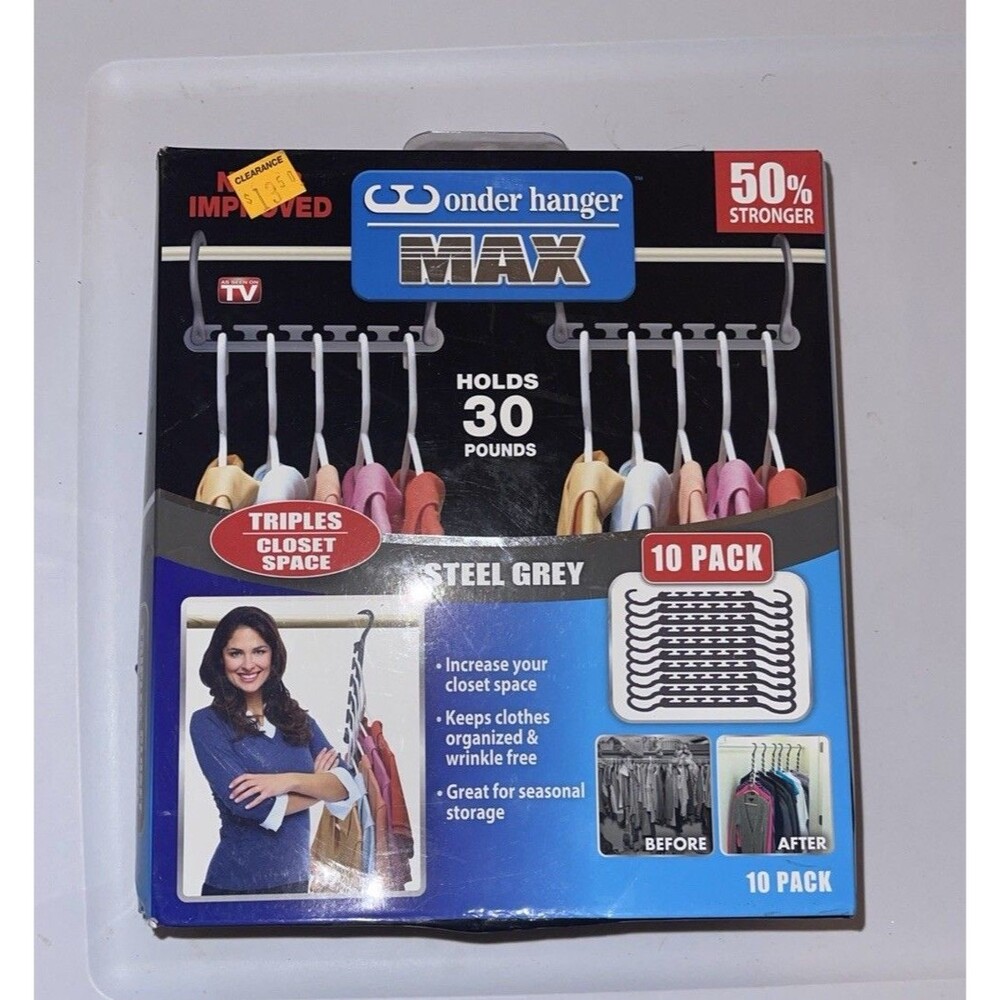 Wonder Hanger MAX Closet Storage Organizer for Clothes Hangers 10 Pack (NIB)
